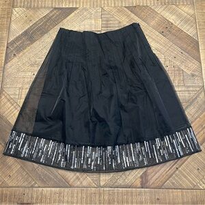 Sharagano Black A-Line Skirt with Silver Sequin Hem